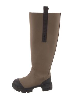 Ganni Country Rubber Over-the-Knee Lug Sole Boots with Black Accents